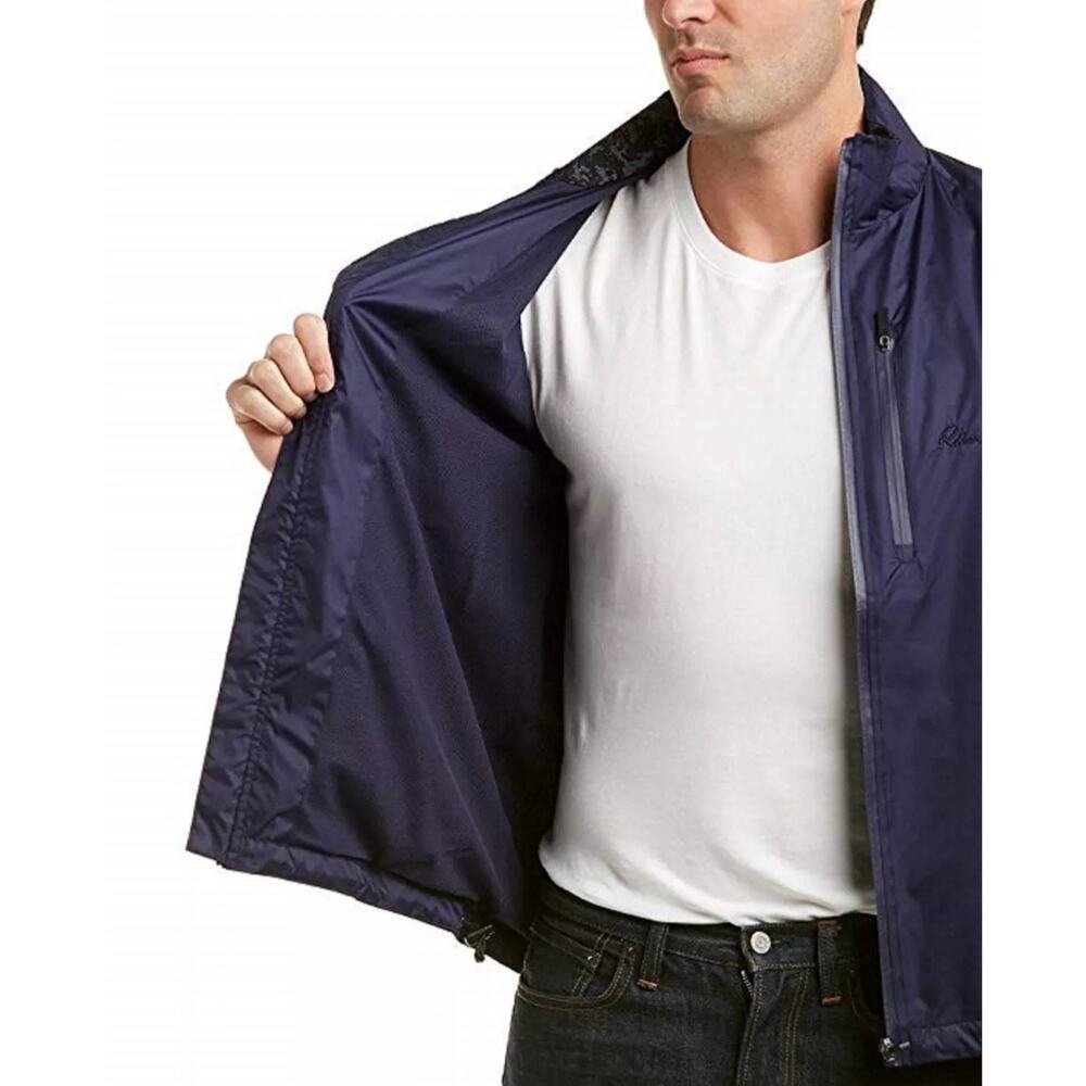 Robert Graham Men's Classic Fit Derek Windbreaker Jacket Navy XL - Picture 3 of 10